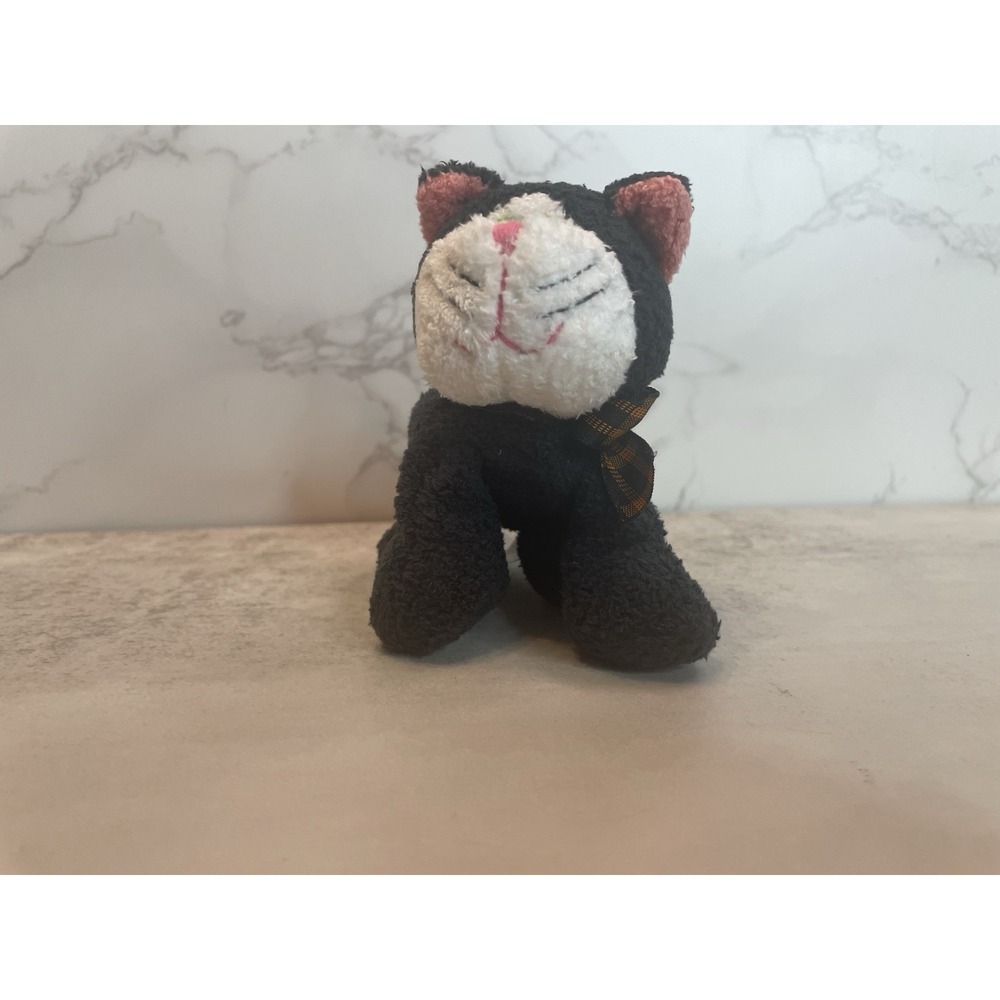 Russ Luv Pets  Black Kitten Crispy Cat Halloween Bow Mini 4" Beanbag Plush - Picture 4 of 8